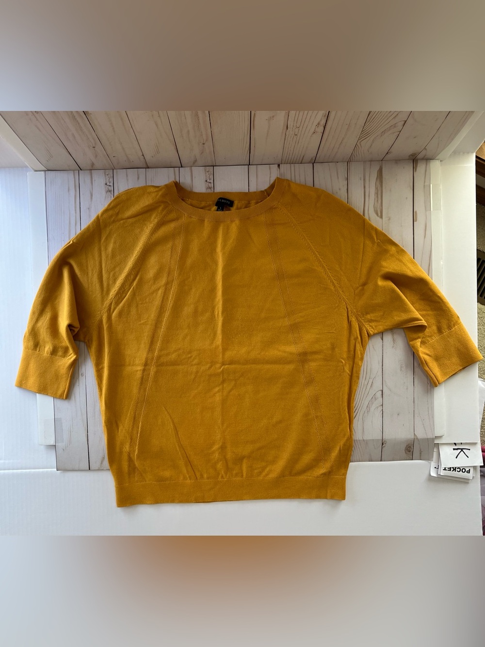 Talbots Women’s Bateau Neckline Dolman Sleeve Sweater in Goldenrod — NWOT